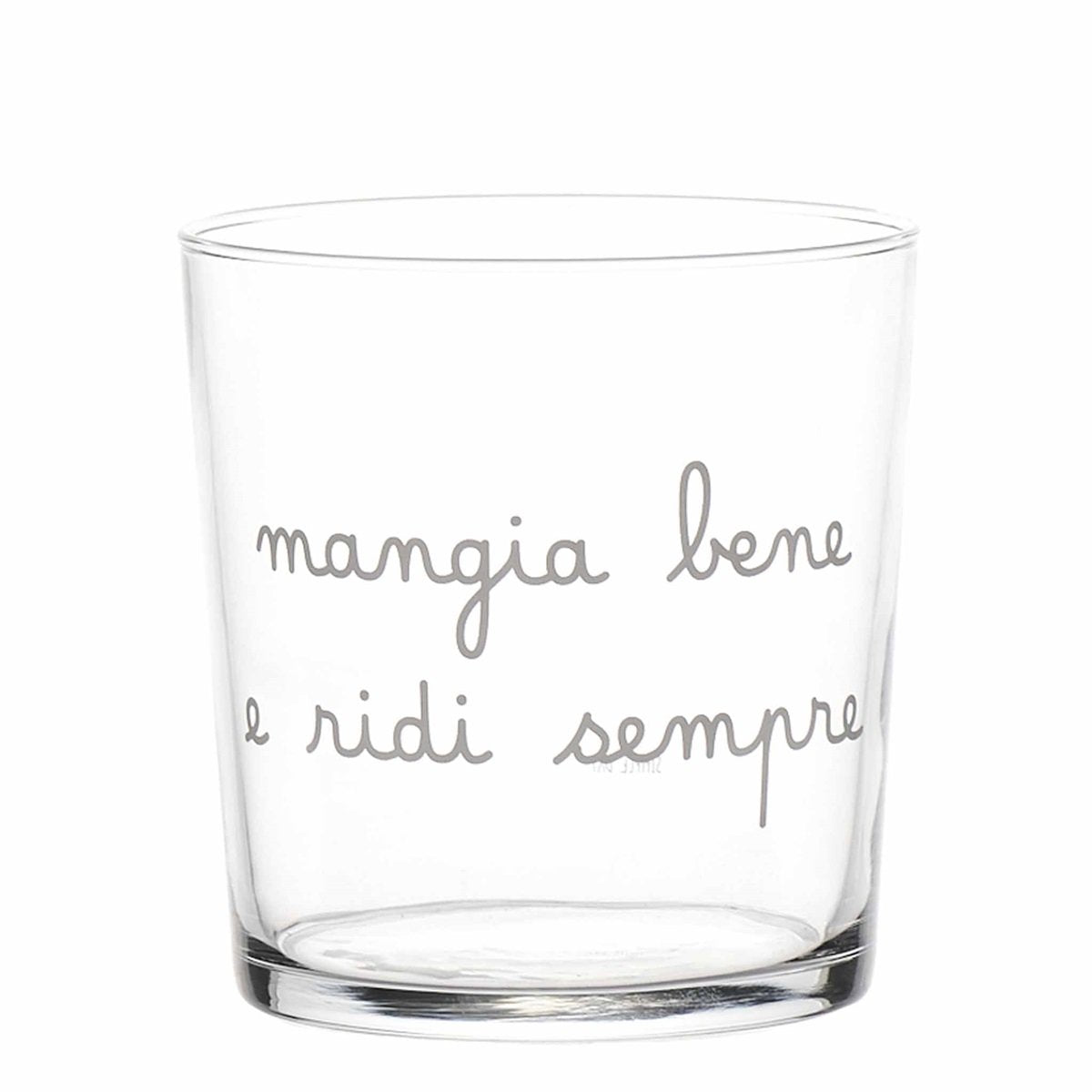 Set 6 Bicchieri in Vetro Temperato Serigrafati - Mangia Bene e Ridi Sempre
