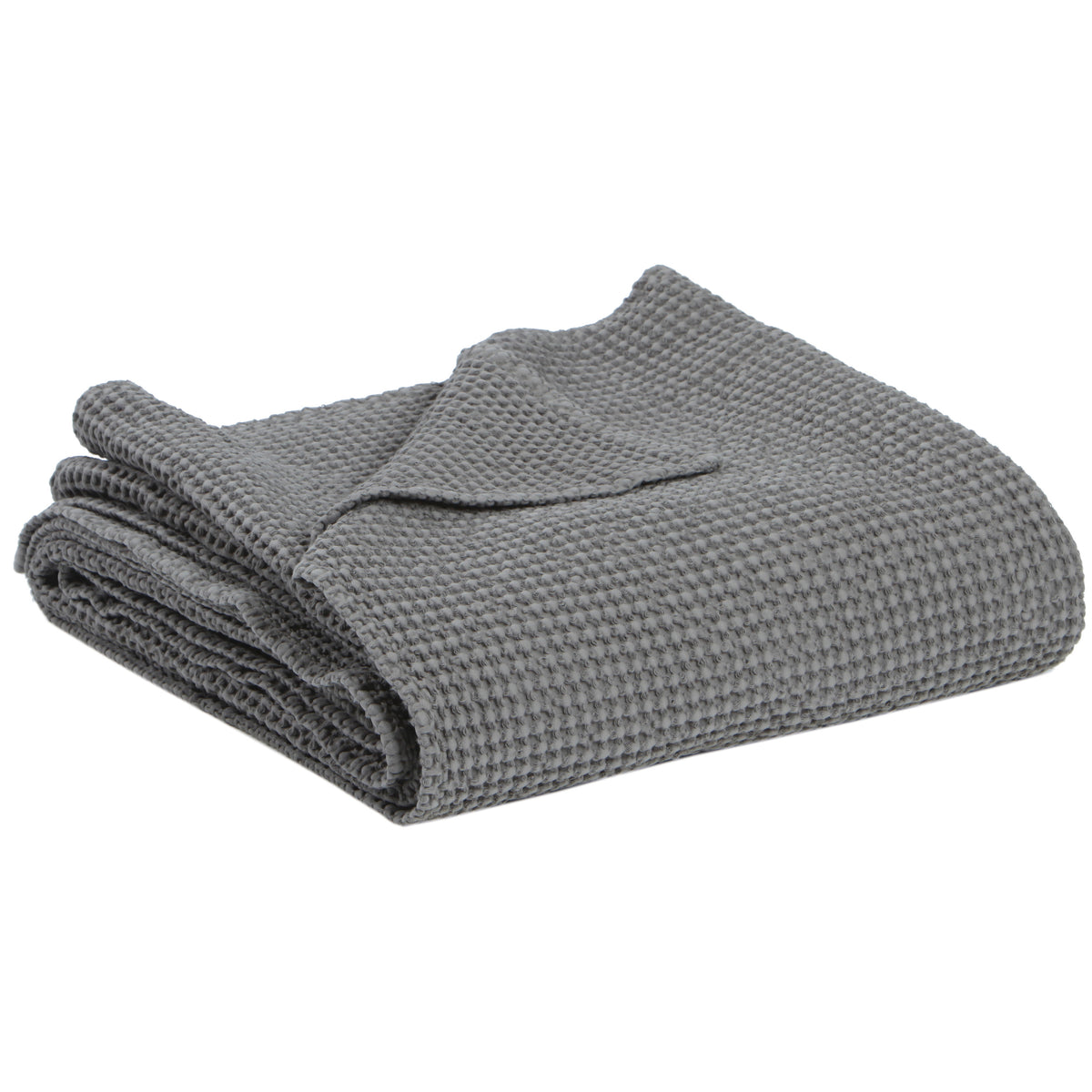 Copriletto a Nido D'Ape StoneWashed in Cotone Riciclato Tinta Unita - Maia Recycle