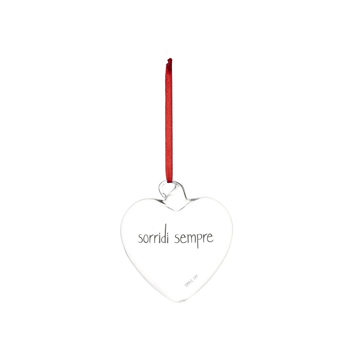 Cuore Decorativo in Vetro Borosilicato Serigrafato - Sorridi Sempre