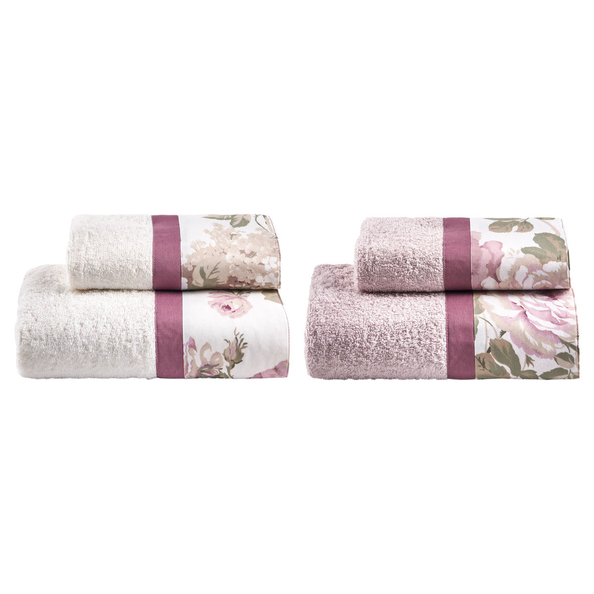 Set 2 Coppie in Spugna di Cotone con Balza in Percalle - Romance