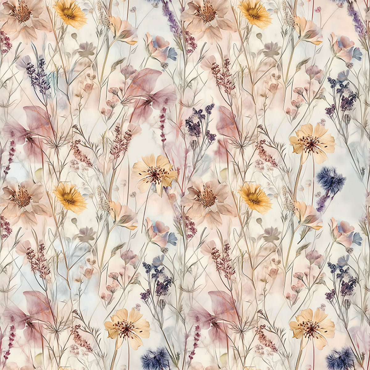 Parure Copripiumino in Percalle di Cotone con Stampa Floreale - Dried Flowers