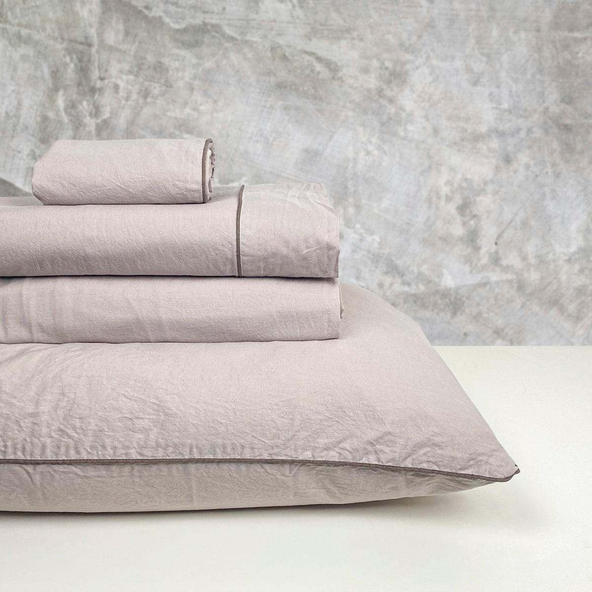 Completo Copripiumino in Percalle di Cotone Stonewashed - Volterra