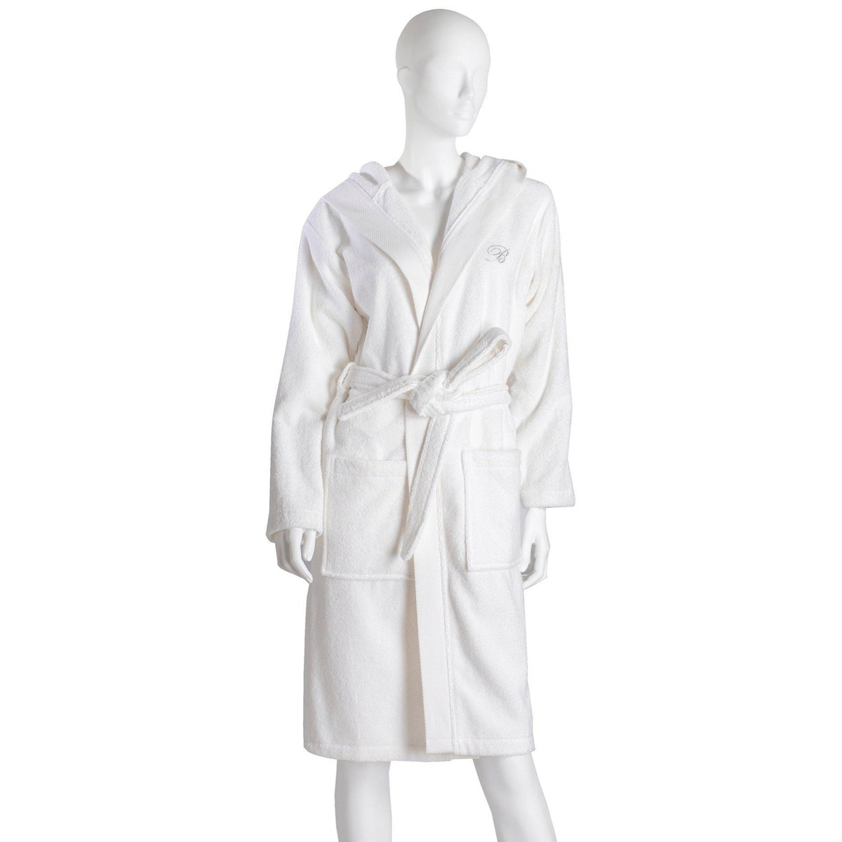 Accappatoio in Spugna di Cotone con Cappuccio Benessere Blumarine Bianco
