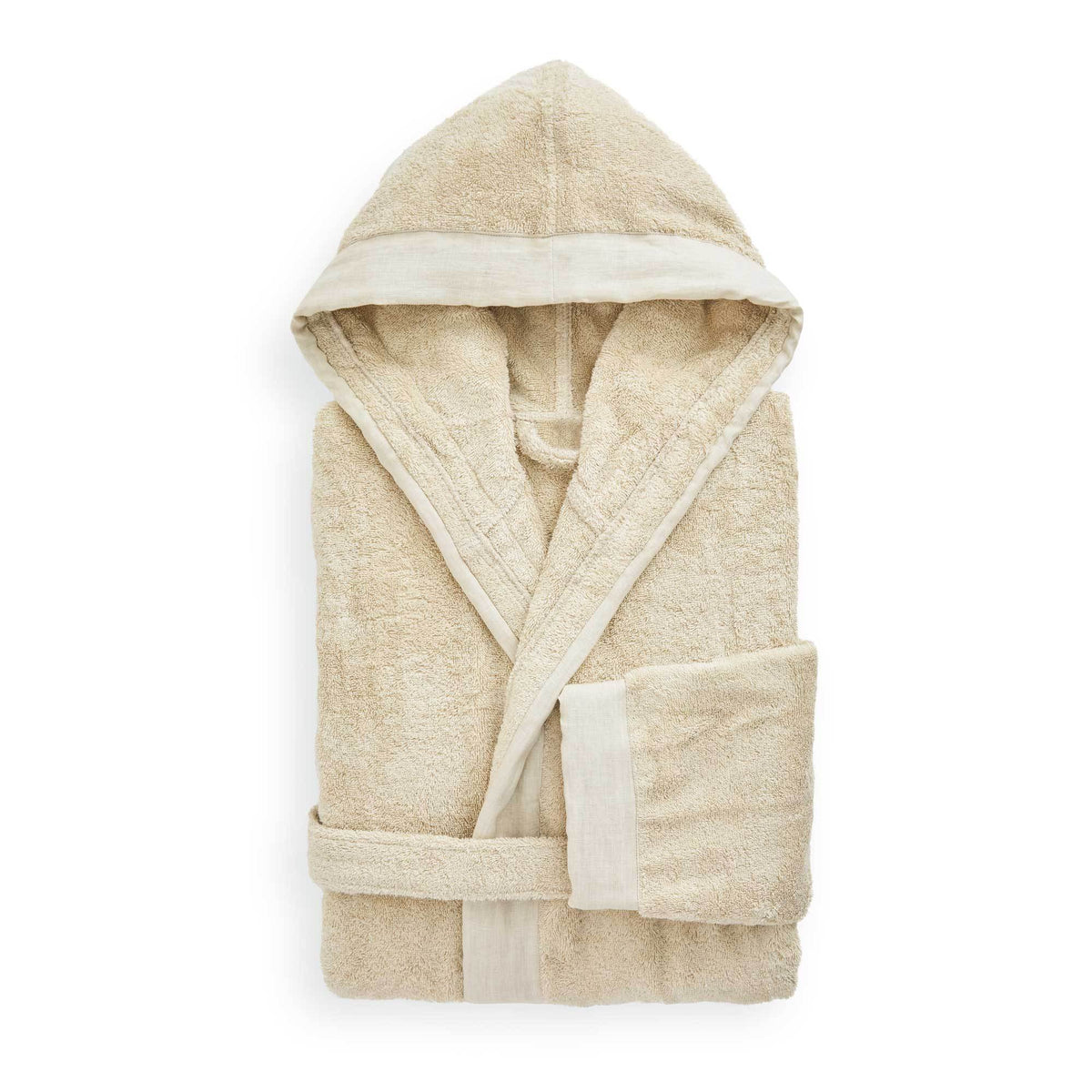 Accappatoio in Spugna con Balza in Lino StoneWashed - Loira Accappatoio Lisola Beige (Beach) Small