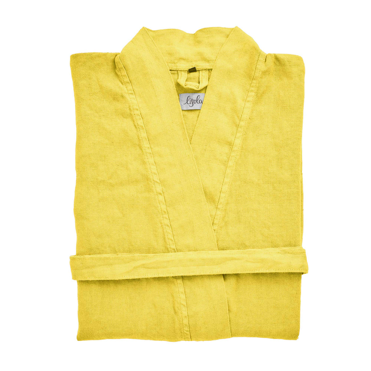 Accappatoio Kimono in Panamà di Puro LINO - Panamà Accappatoio Lisola Giallo (Camomilla) Small/Medium