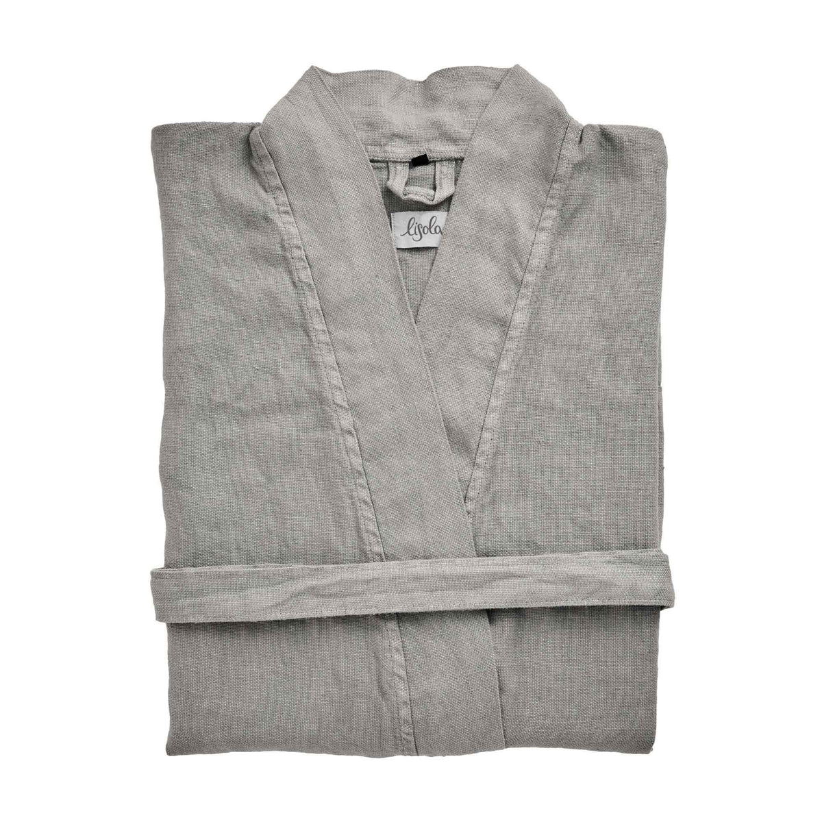 Accappatoio Kimono in Panamà di Puro LINO - Panamà Accappatoio Lisola Grigio (Fumo) Small/Medium