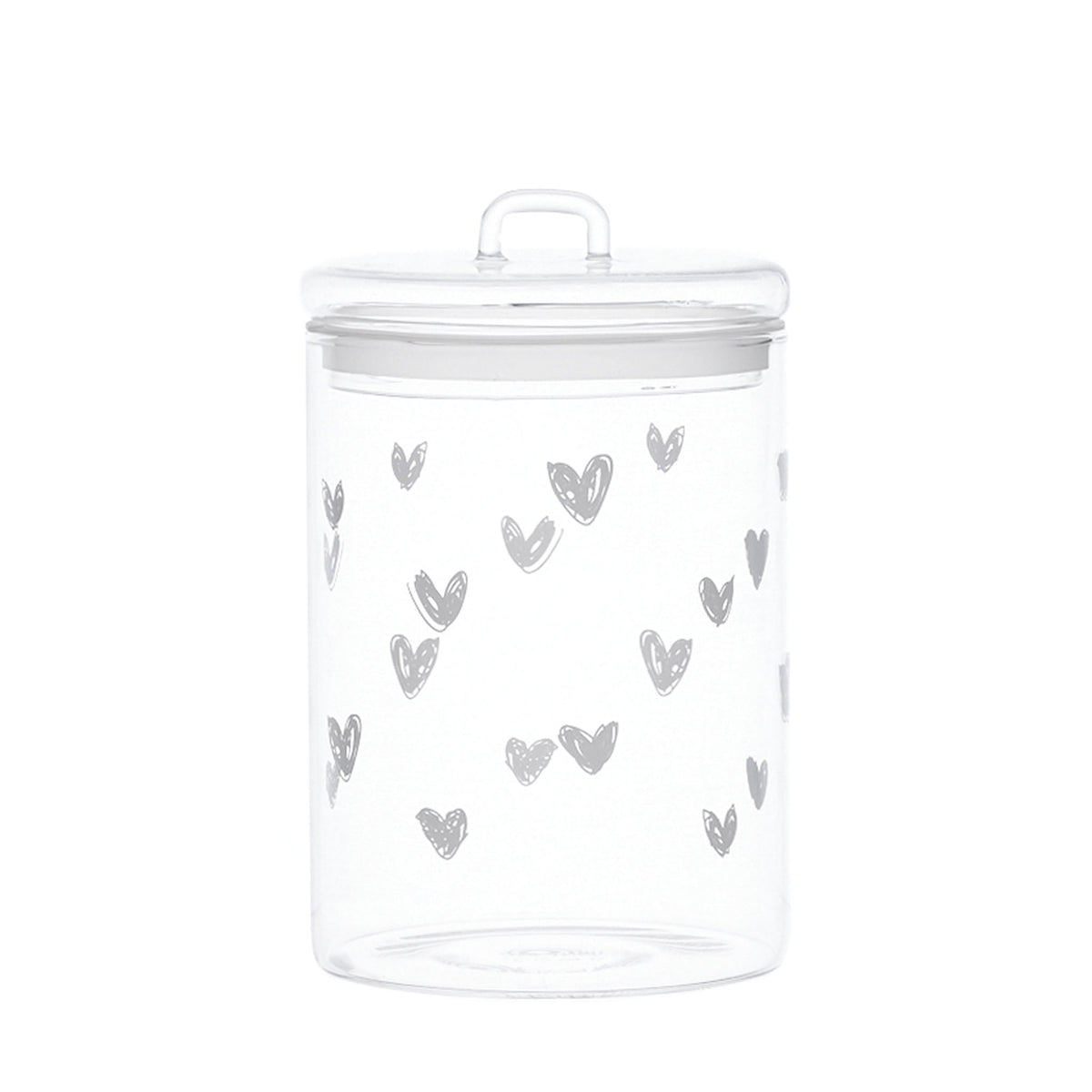 Barattolo in Vetro Borosilicato Serigrafato - Cuori Barattolo Simple Day Bianco