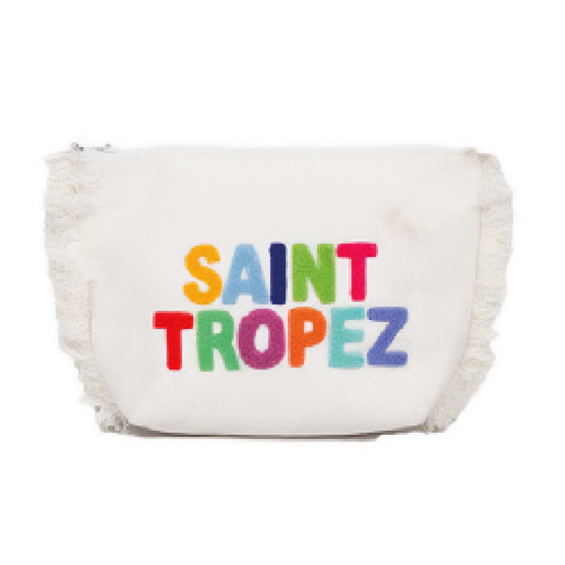 Borsa Mare o Trousse in Puro Cotone con Frangette - Legende Borsa Mare Marinette Saint-Tropez Trousse Bianco
