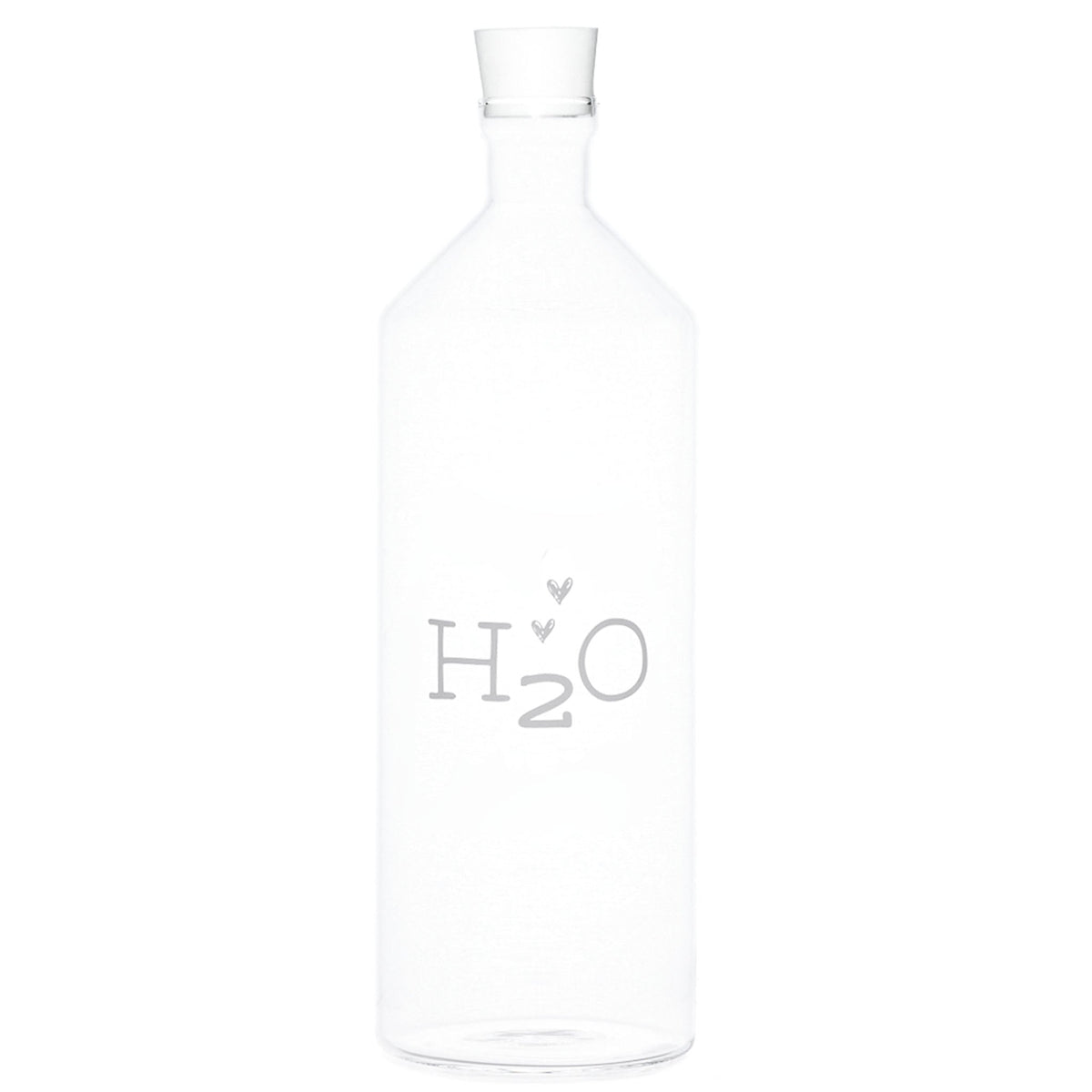 Bottiglia in Vetro Borosilicato Serigrafata - H2o Bottiglia Simple Day Bianco