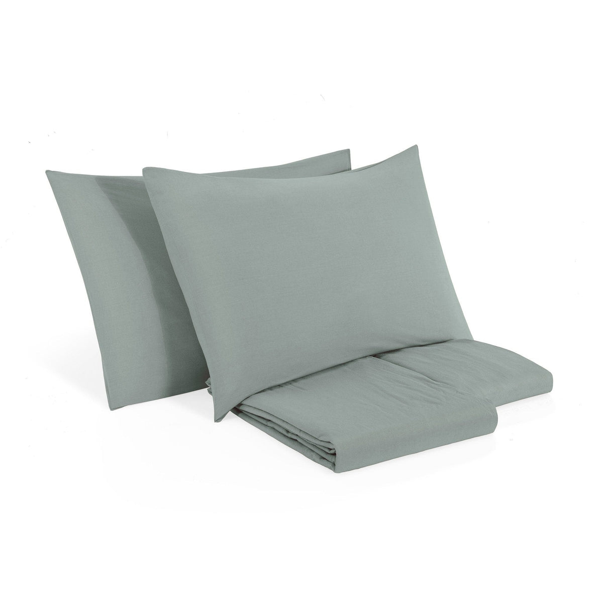 Completo Copripiumino in Puro Cotone StoneWashed No Stiro - Senna Copripiumino Lisola Stone Singolo Cenere