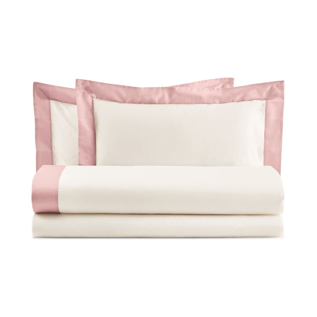 Completo Lenzuola con Bordo in Raso - Diamante Lenzuola Lisola Singola Rosa (Incenso)