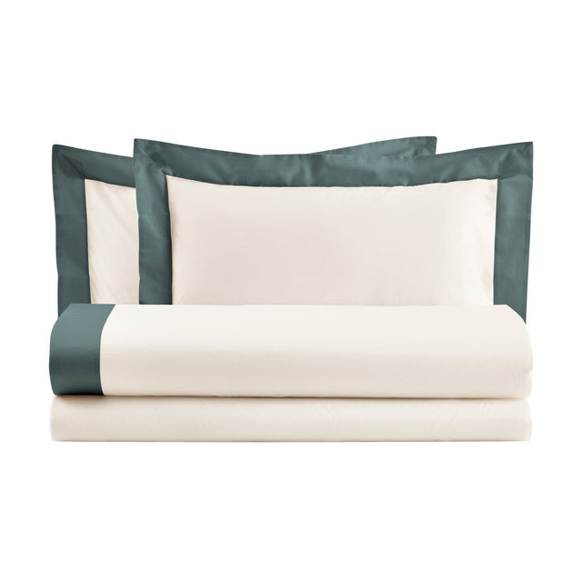 Completo Lenzuola con Bordo in Raso - Diamante Lenzuola Lisola Singola Verde Scuro (Rayong)