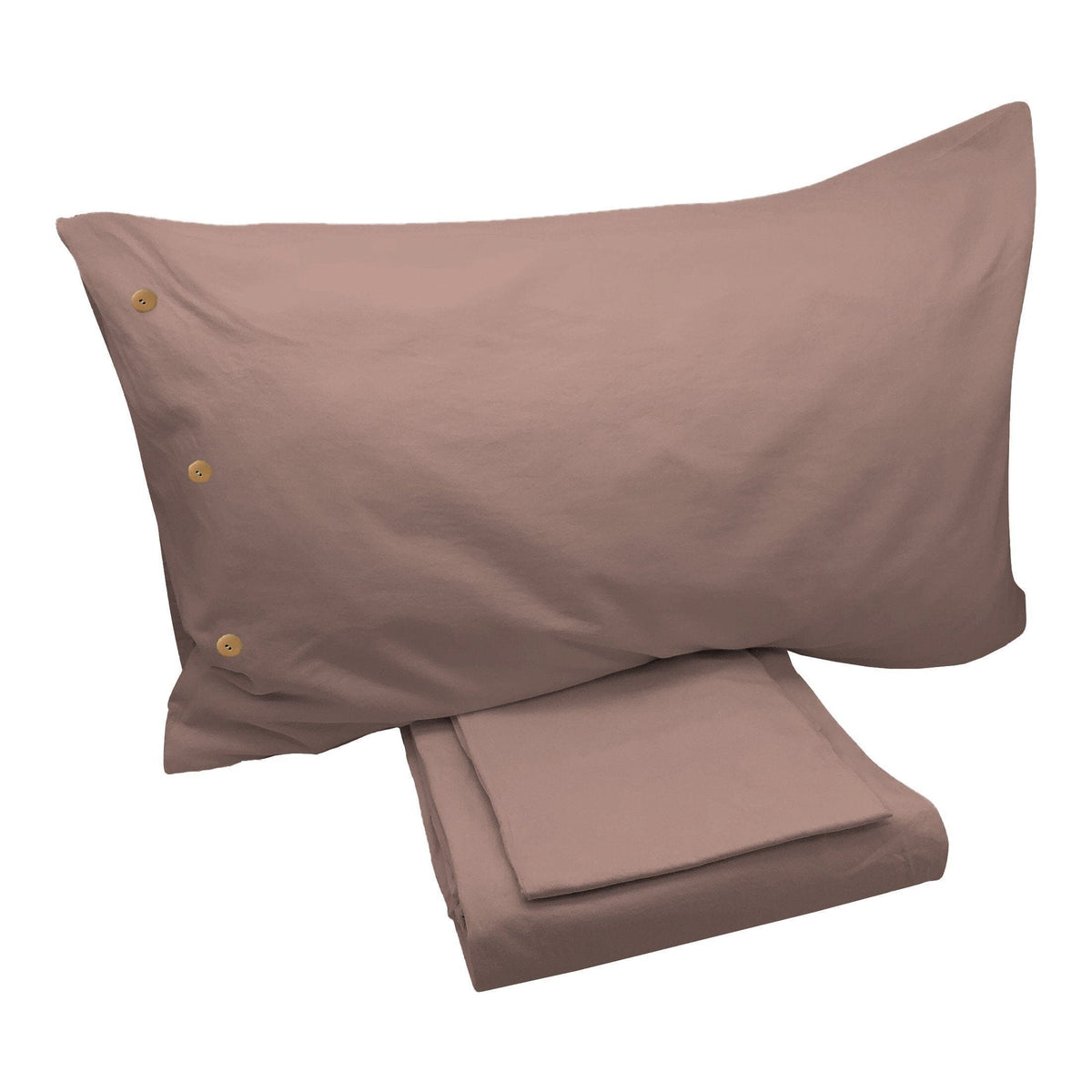 Completo Lenzuola di Cotone StoneWashed No Stiro - Daniel Lenzuola Lisola Singolo Rosa Retro