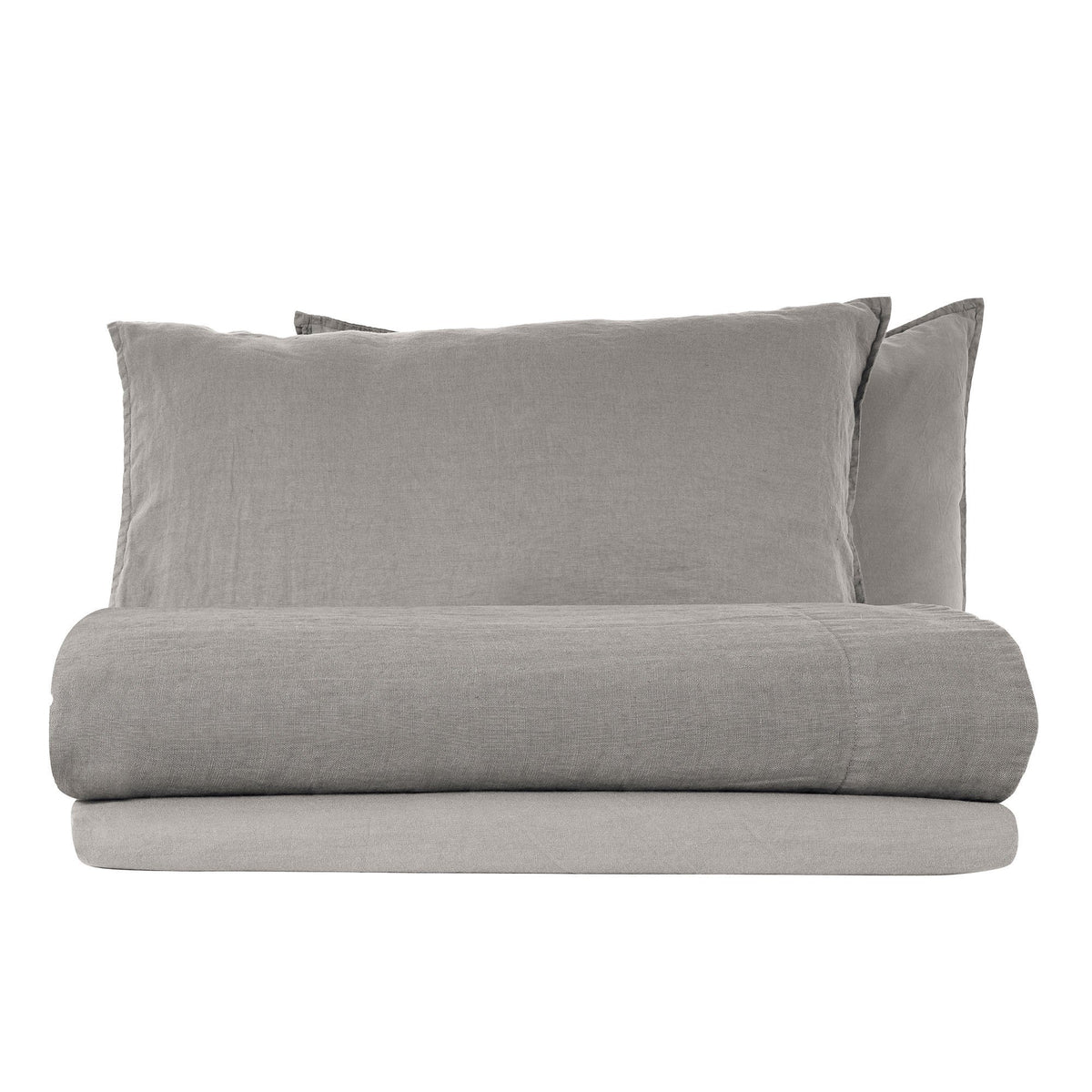 Completo Lenzuola in Lino StoneWashed No Stiro - Exclusive Lenzuola Loft by BiancoPerla Singola Grigio (Prisma)