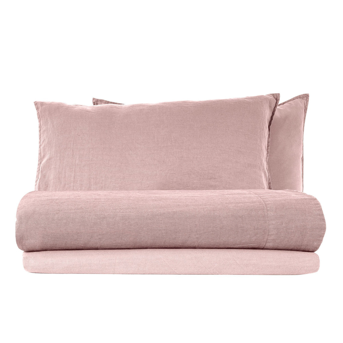 Completo Lenzuola in Lino StoneWashed No Stiro - Exclusive Lenzuola Loft by BiancoPerla Singola Rosa (Incenso)