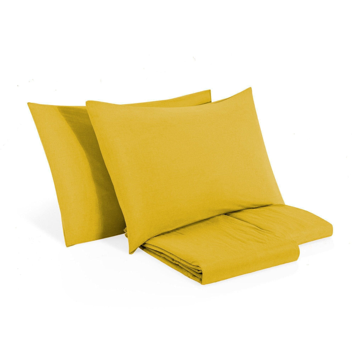 Completo Lenzuola in Puro Cotone StoneWashed No Stiro - Senna Lenzuola Lisola Stone Singolo Oro