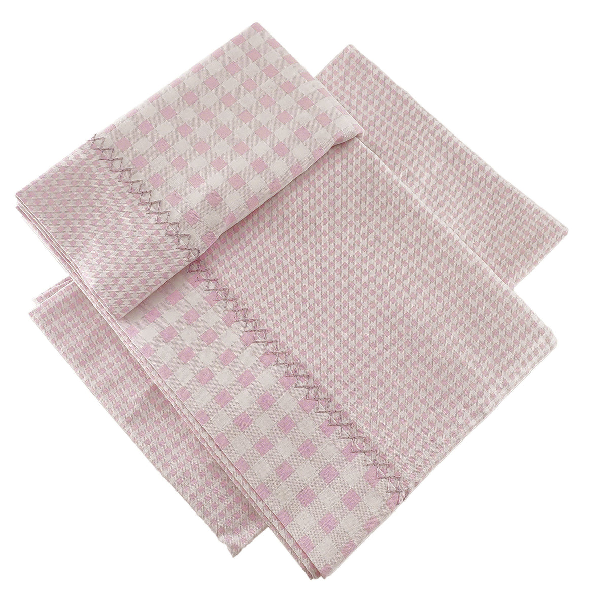 Completo Lenzuoline in Tela di Cotone con Fantasia a Quadretti - Pisolo Completo Lenzuolino Fazzini Lettino Rosa