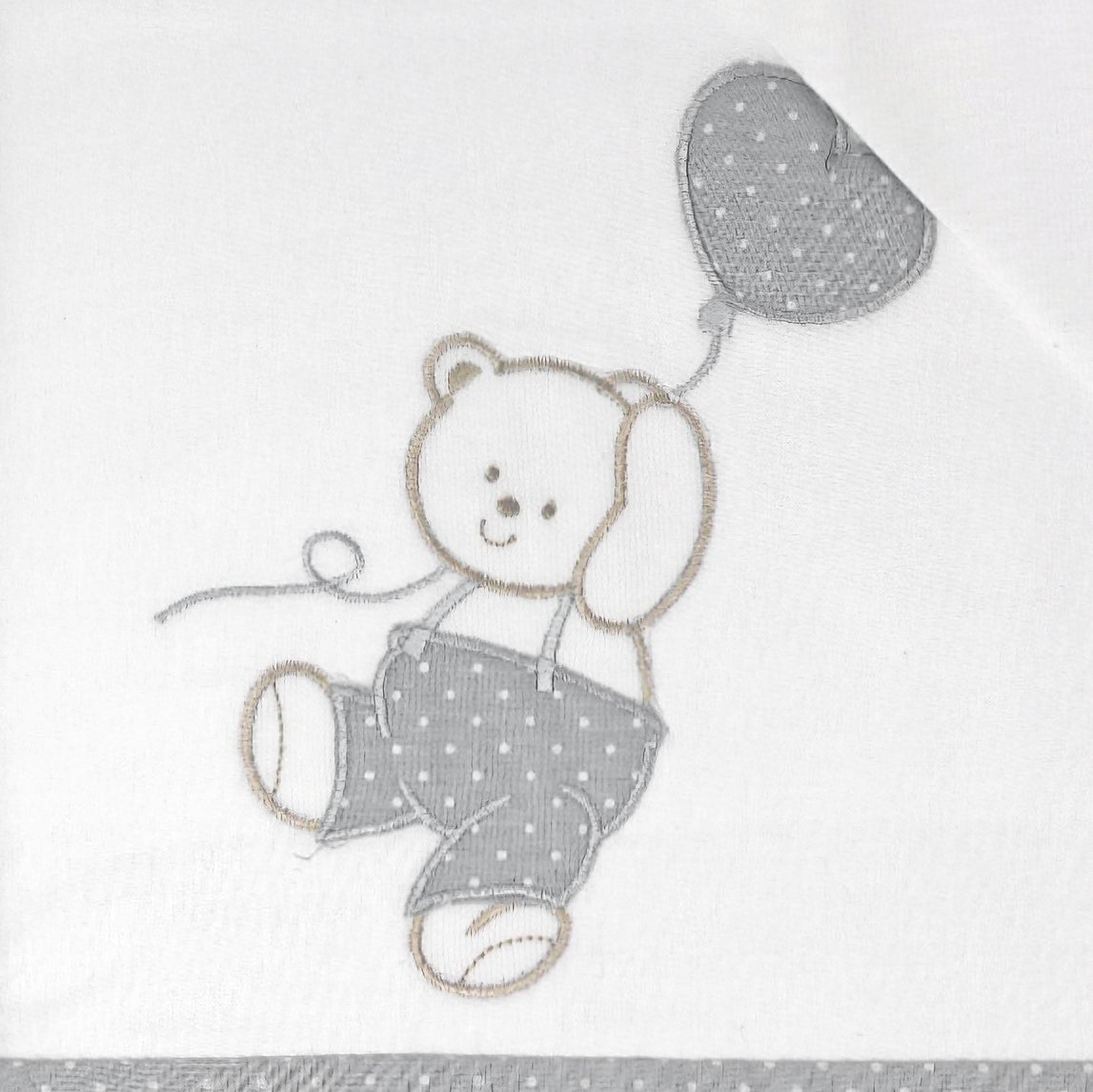 Completo Lenzuoline in Puro Cotone Ricamato - Orsetto Completo Lenzuolino Lisola Baby