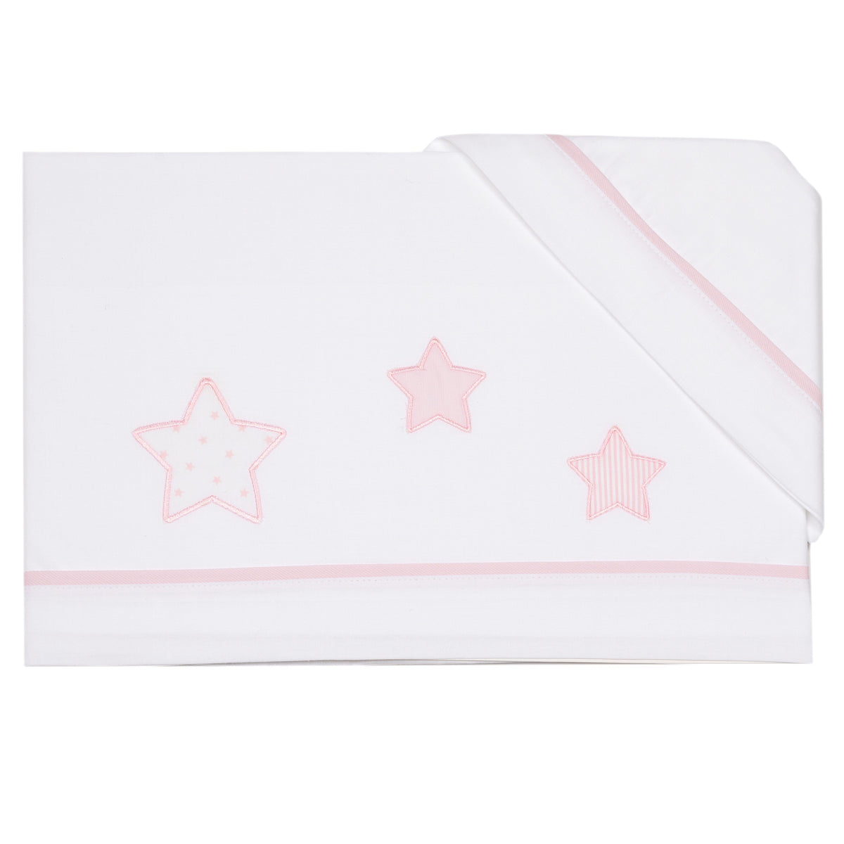 Completo Lenzuolino per Lettino in Puro Cotone Ricamato - Petit Etoile Completo Lenzuolino Lisola Baby Rosa