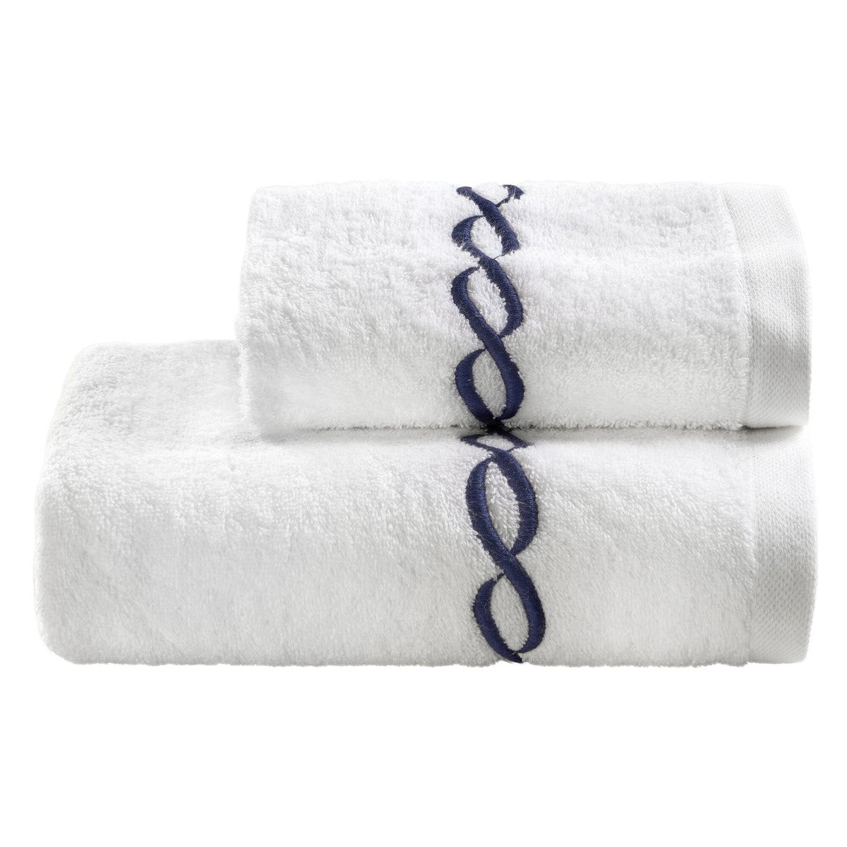 Coppia di Asciugamani in Spugna di Cotone con Greca Ricamata - Zeus Coppia di spugna Lisola Blu Navy