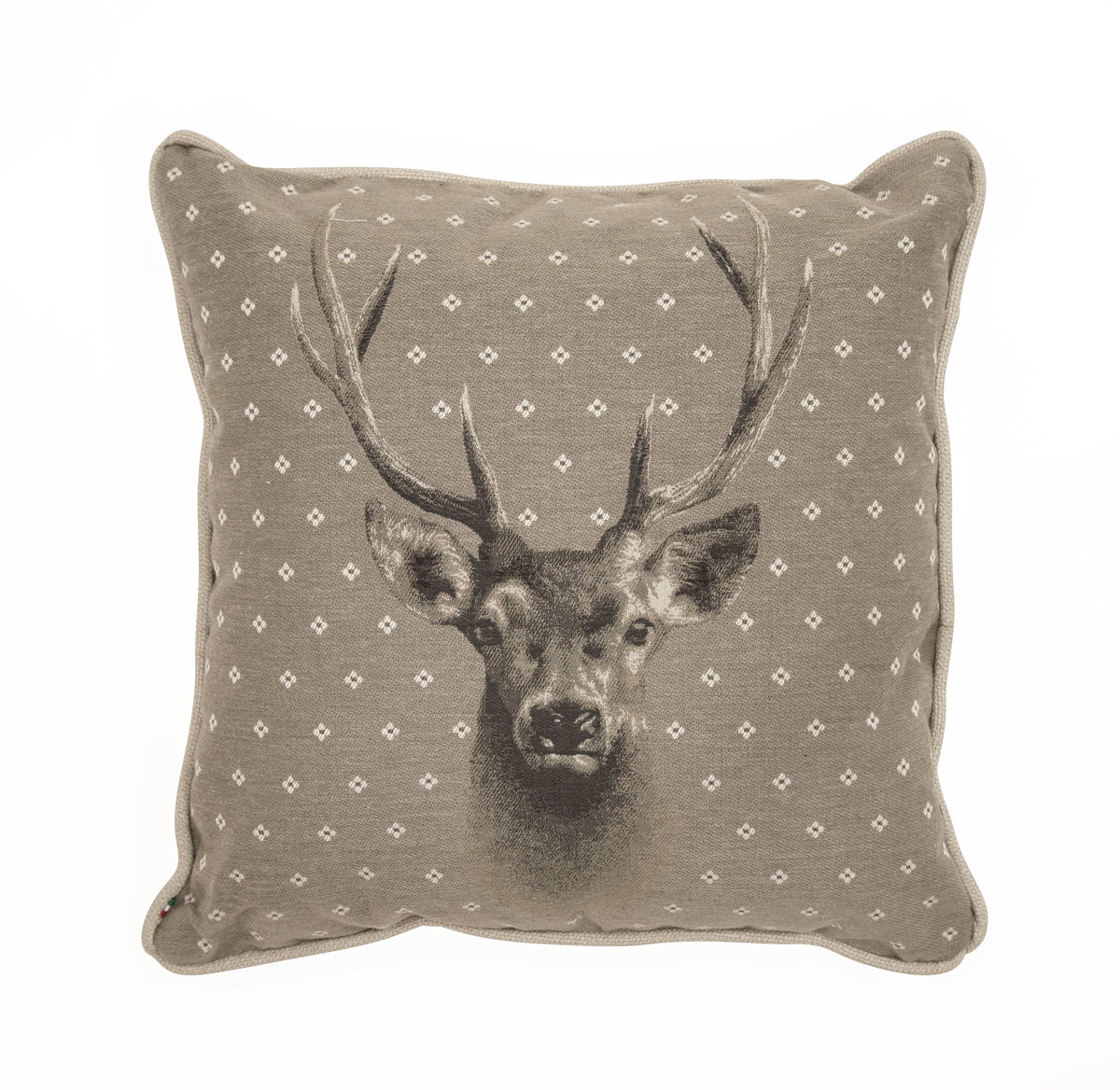 Cuscino Arredo in Puro Cotone con Fantasia Cervo - Trofeo Cuscini Arredo Daunex Beige