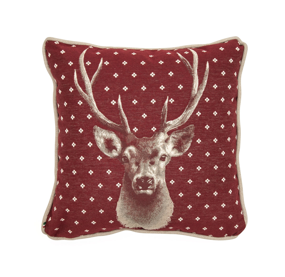 Cuscino Arredo in Puro Cotone con Fantasia Cervo - Trofeo Cuscini Arredo Daunex Rosso