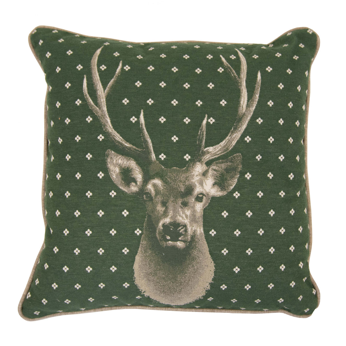 Cuscino Arredo in Puro Cotone con Fantasia Cervo - Trofeo Cuscini Arredo Daunex Verde