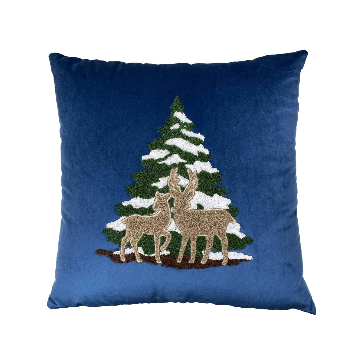 Cuscino Arredo in Velluto Ricamato - Abete Cuscini Arredo Creole Home Blu