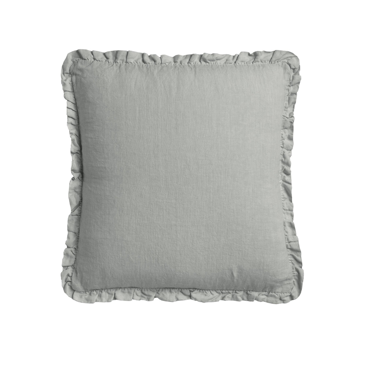 Cuscino in Puro Lino Stonewashed Tinta Unita con Balza - River Cuscini Arredo Lisola Cenere