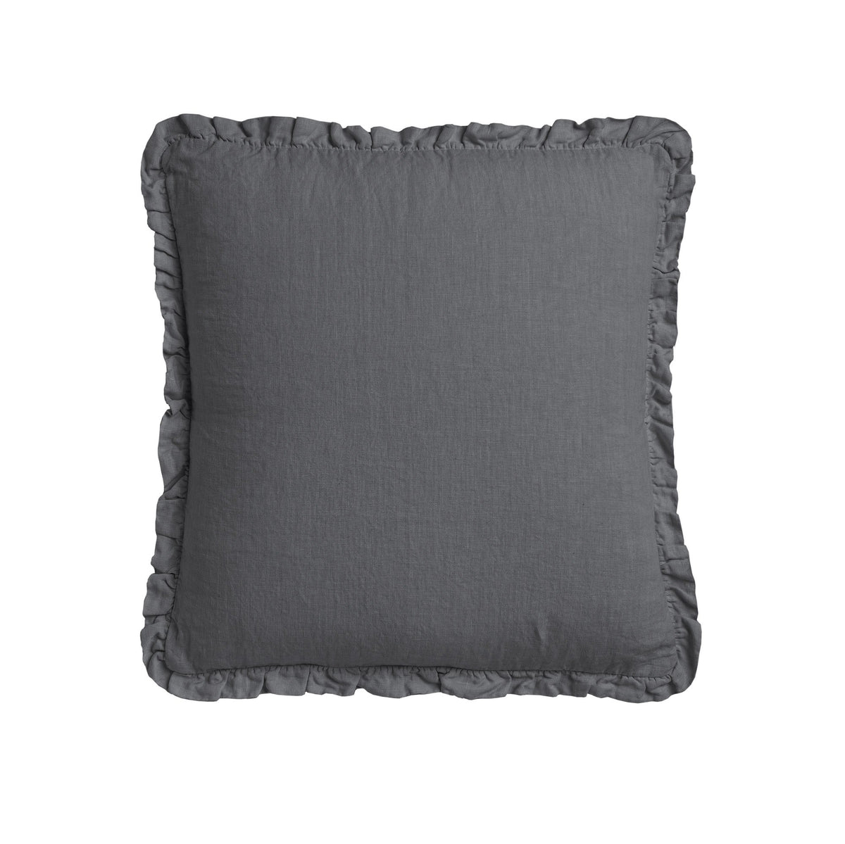 Cuscino in Puro Lino Stonewashed Tinta Unita con Balza - River Cuscini Arredo Lisola Grisaglia