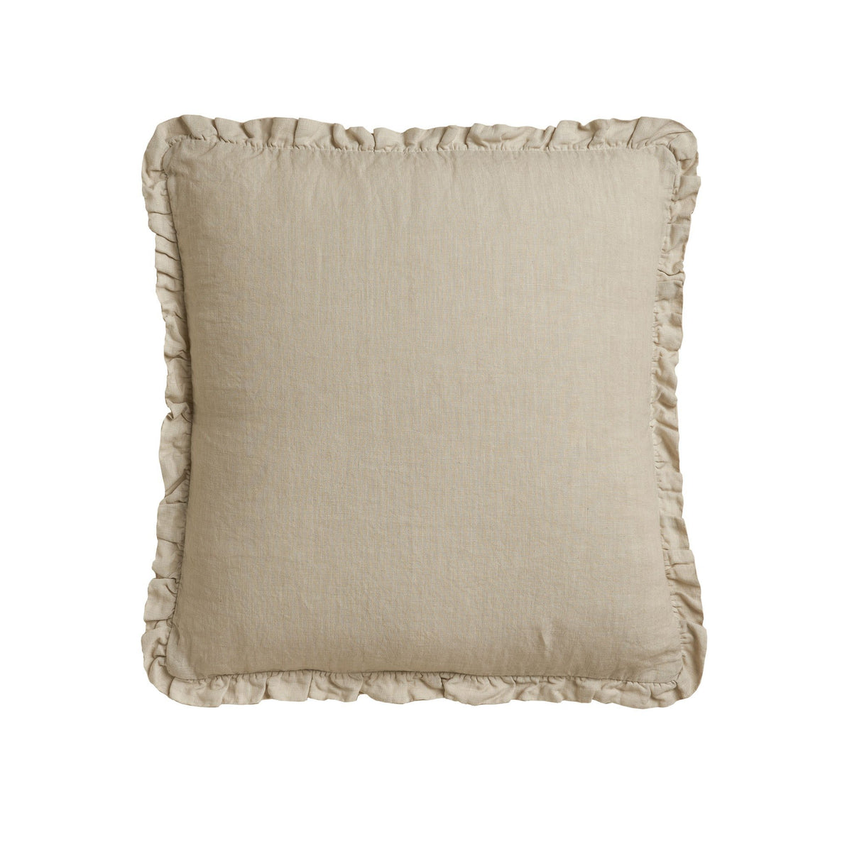 Cuscino in Puro Lino Stonewashed Tinta Unita con Balza - River Cuscini Arredo Lisola Sabbia