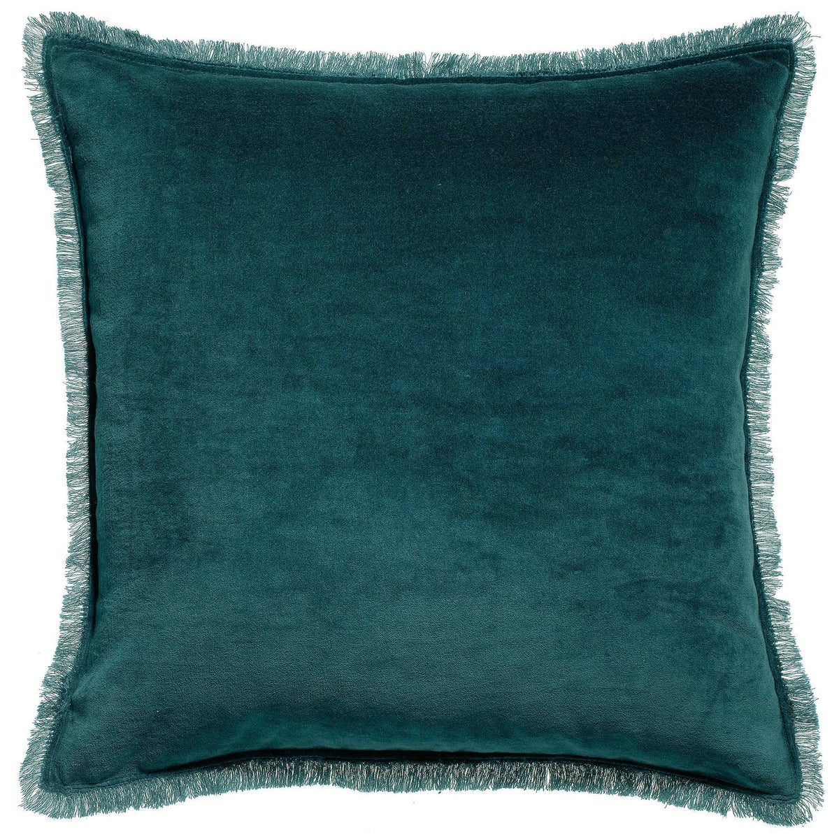 Cuscino in Puro Cotone Vellutato a Frange Tinta Unita - Fara Cuscino Vivaraise 45x45 Verde