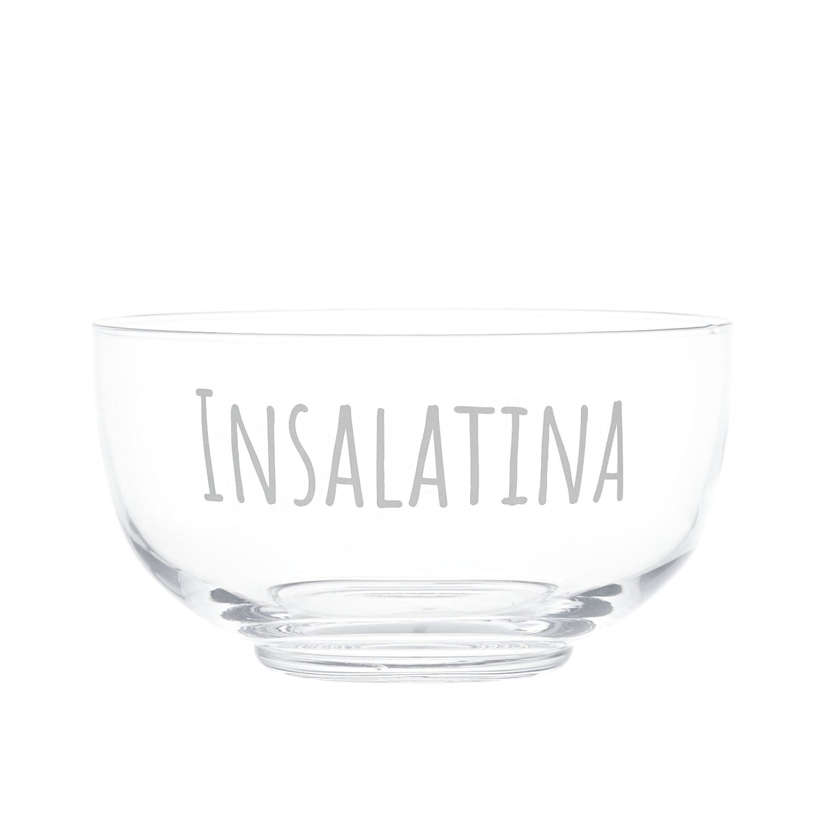 Insalatiera in Vetro Soffiato Serigrafata - Insalatina Insalatiera Simple Day Bianco