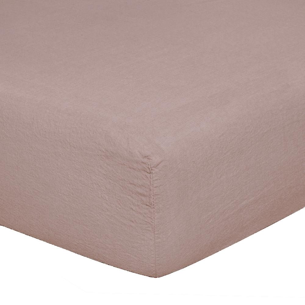 Lenzuola da Sotto con angoli in Puro Lino StoneWashed No Stiro Lenzuolo Sotto Loft by BiancoPerla Singola Rosa (Incenso)