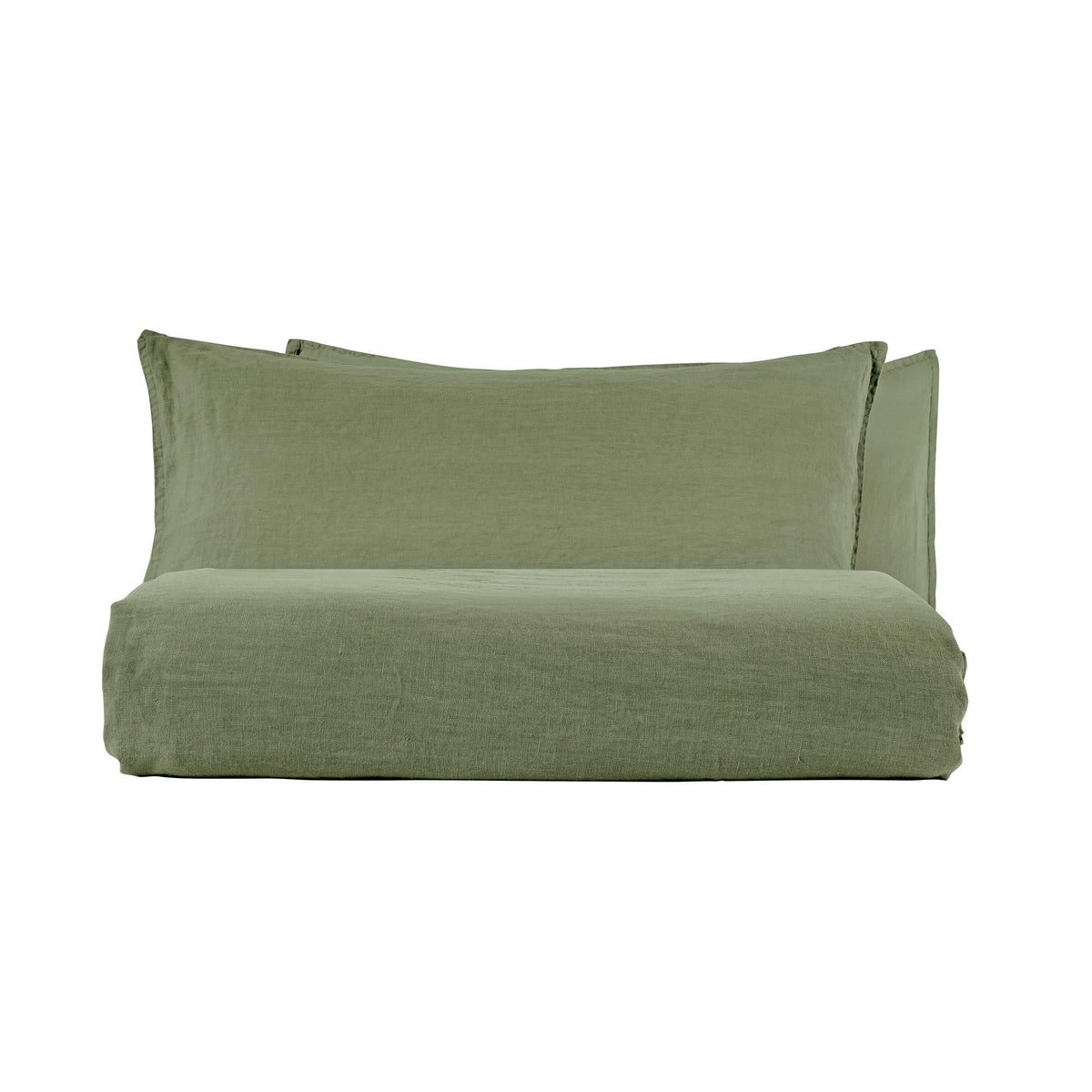 Parure Copripiumino in Lino StoneWashed No Stiro - Exclusive Copripiumino Lisola Singolo Verde (Bosco)