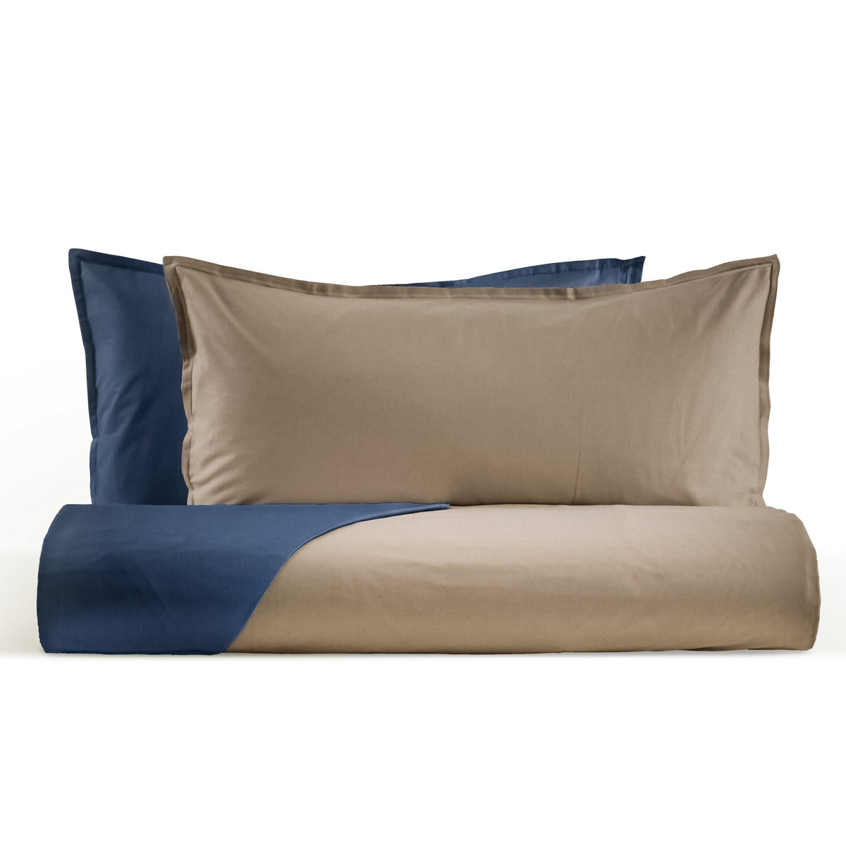 Parure Copripiumino in Raso Super 120 Double Face - Mirror Copripiumino Lisola Singolo Navy-Prisma