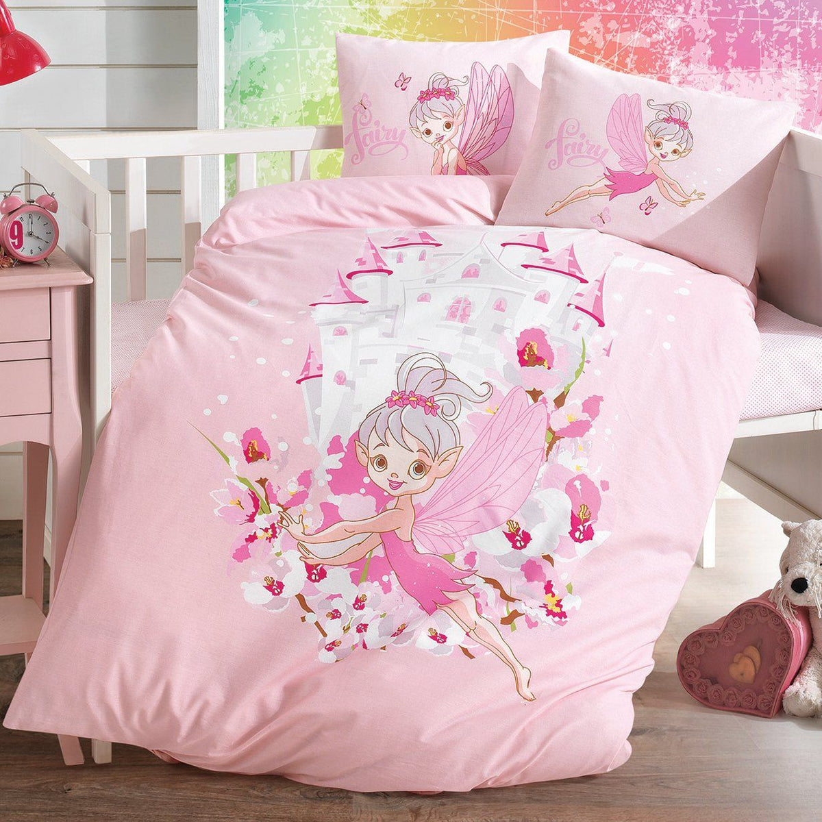 Parure Copripiumino per lettino in puro cotone con fantasia Fairy - Daunex