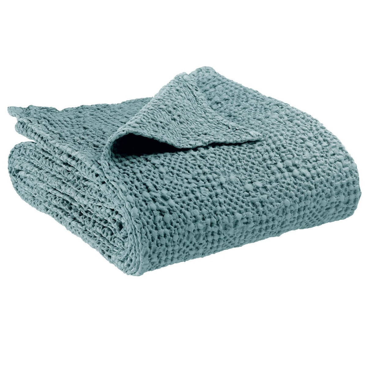 Plaid a Nido D'Ape StoneWashed in Cotone Tinta Unita - Tana Plaid Vivaraise Acqua