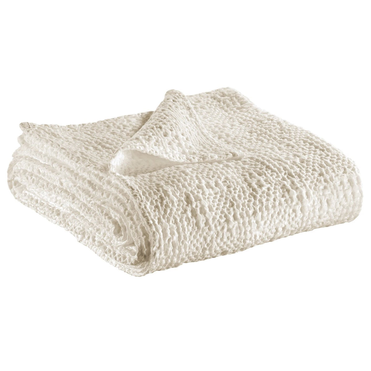 Plaid a Nido D'Ape StoneWashed in Cotone Tinta Unita - Tana Plaid Vivaraise Gesso
