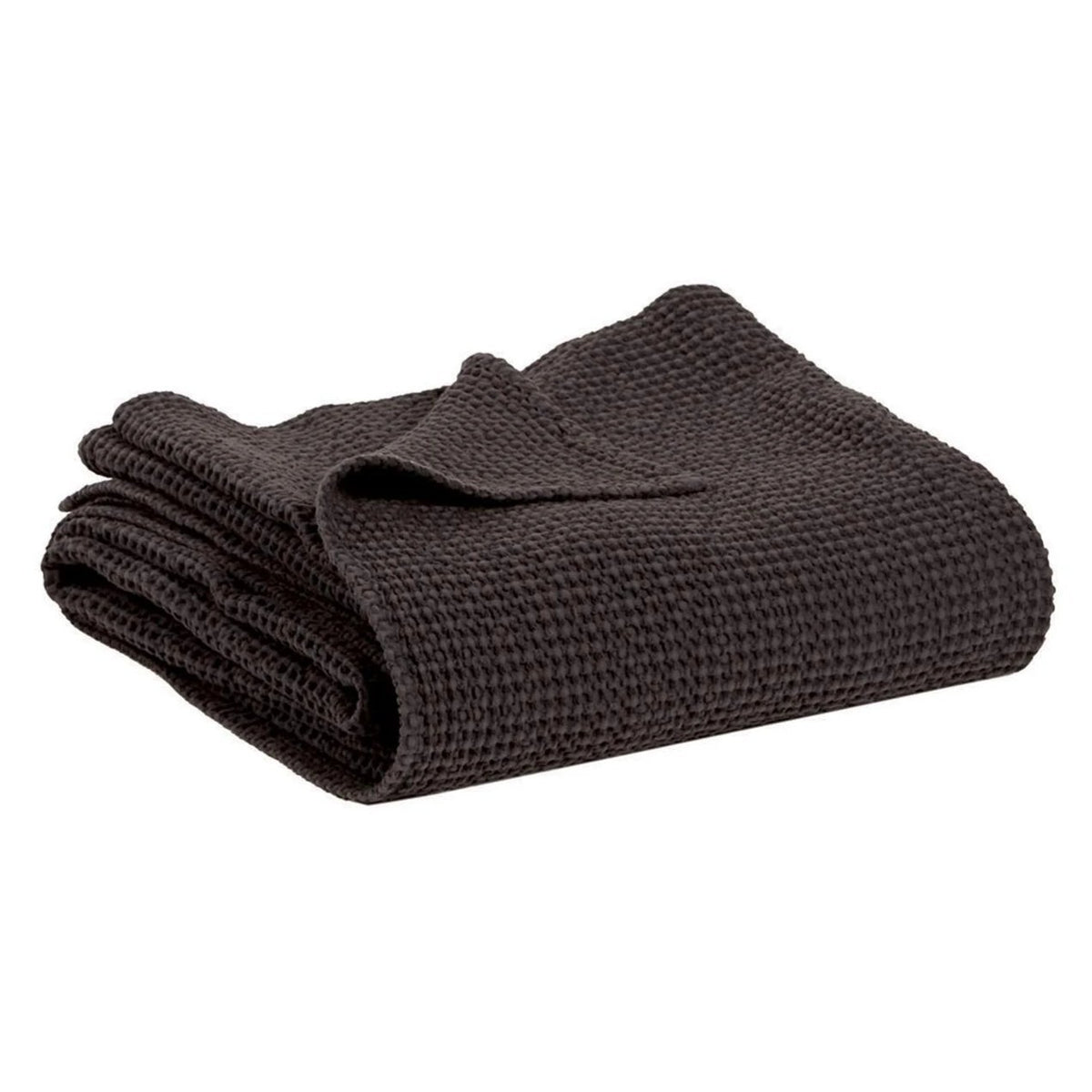 Plaid a Nido D'Ape StoneWashed in Cotone Tinta Unita - Maia Plaid Vivaraise Carbone