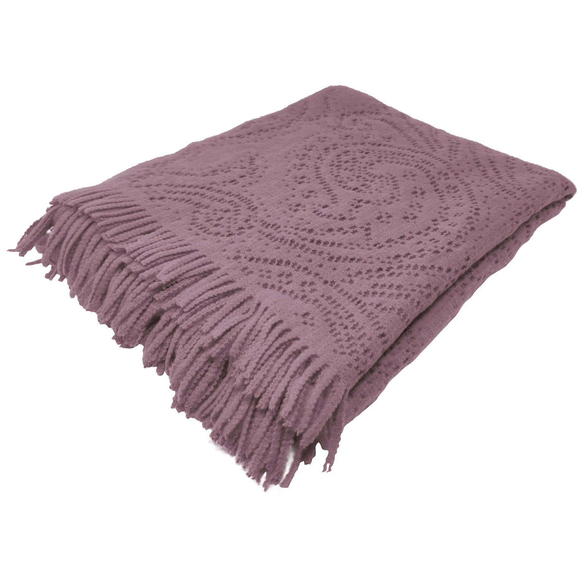 Plaid in Misto Cotone Tinta Unita - Retrò Plaid Lisola Plaid Rosa Antico