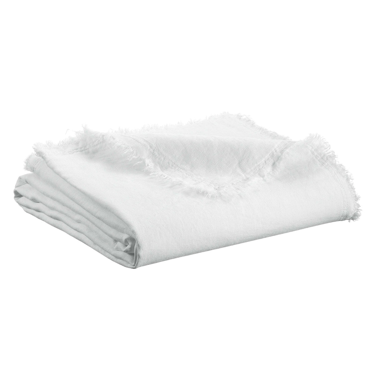 Plaid Reversibile in Puro Cotone e Puro Lino a Frange Tinta Unita Plaid Vivaraise Bianco