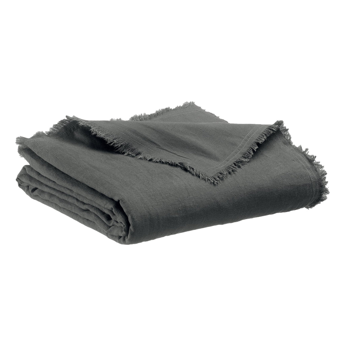 Plaid Reversibile in Puro Cotone e Puro Lino a Frange Tinta Unita - Zeff Nomade Plaid Vivaraise Tuono