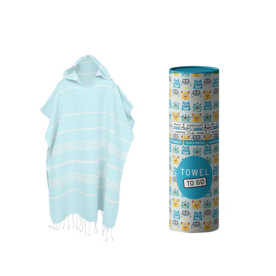 Poncho in Puro Cotone con Confezione - Ipanema Telo Mare Towel to GO Azzurro