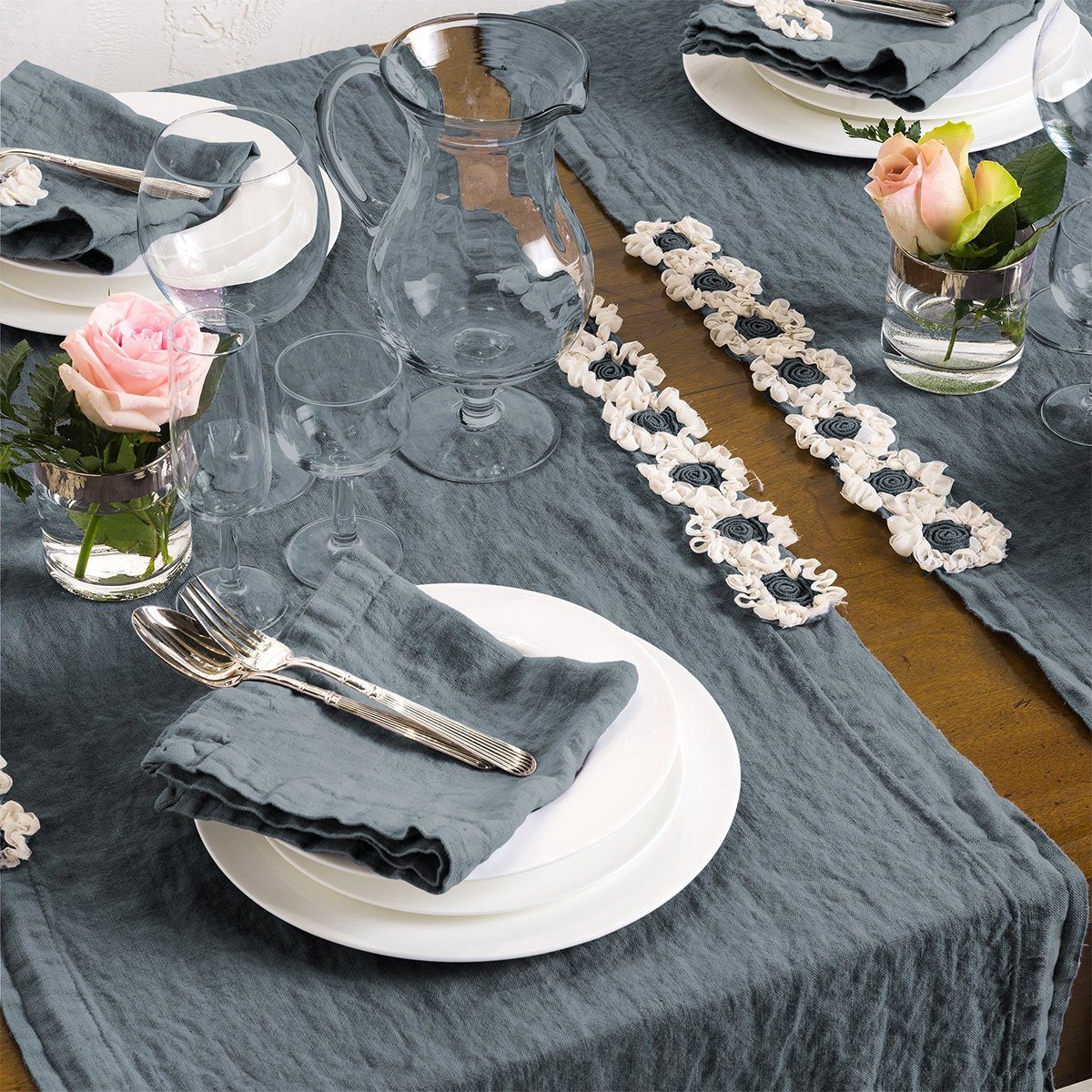 Runner in Puro Lino StoneWashed no Stiro - Peonie Runner laFABBRICAdelLINO Carta da Zucchero Runner