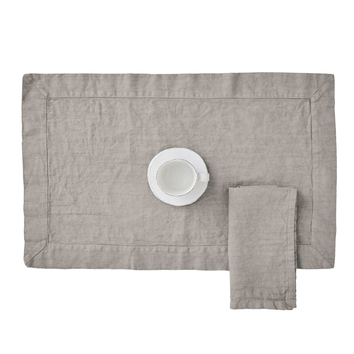 Set 2 Americani in Puro Lino StoneWashed no Stiro - Andromeda Americano Lisola Grigio (Prisma)