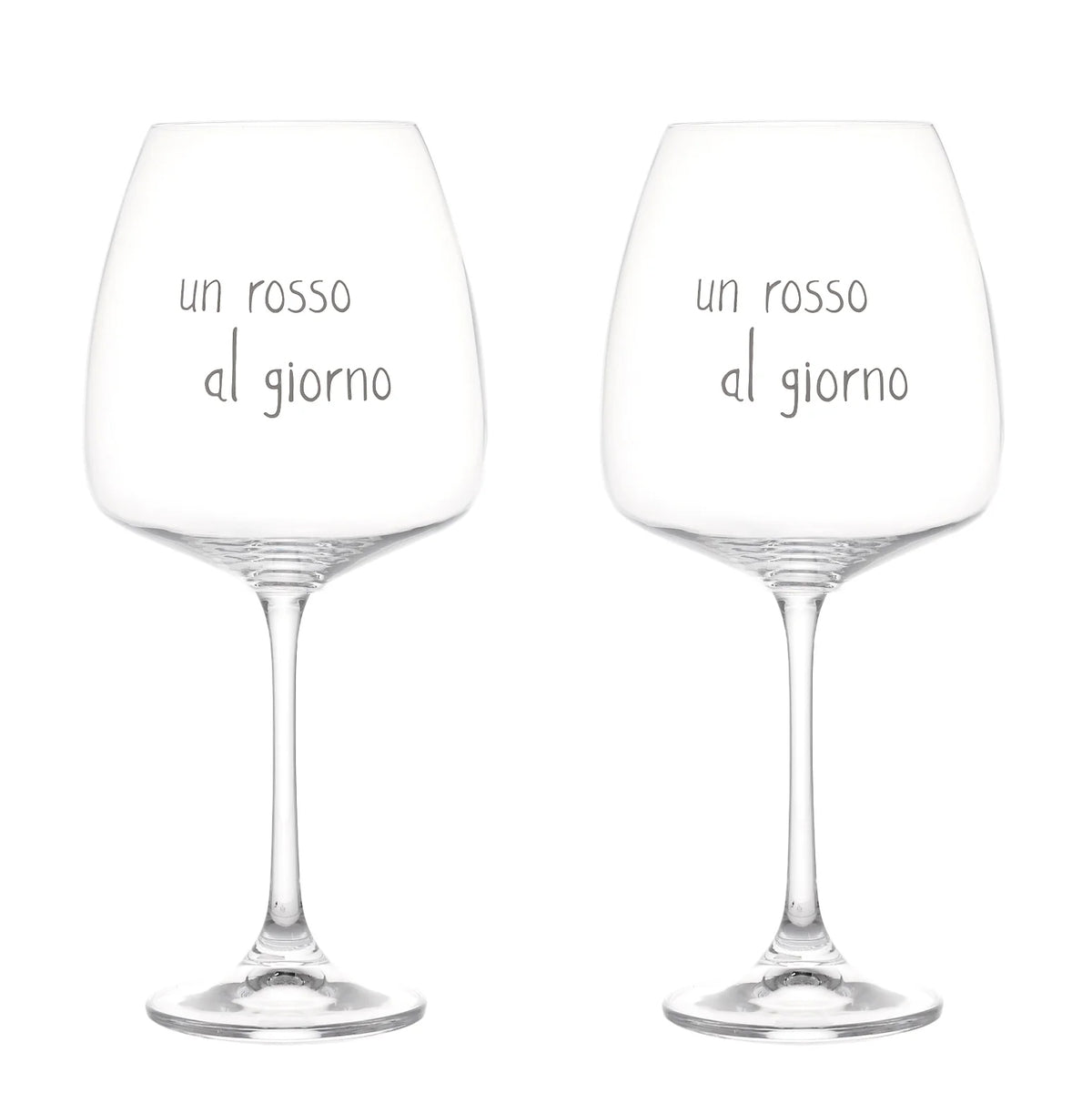 Set 2 Calici Vino Serigrafati - Un Rosso al Giorno Canovaccio Simple Day