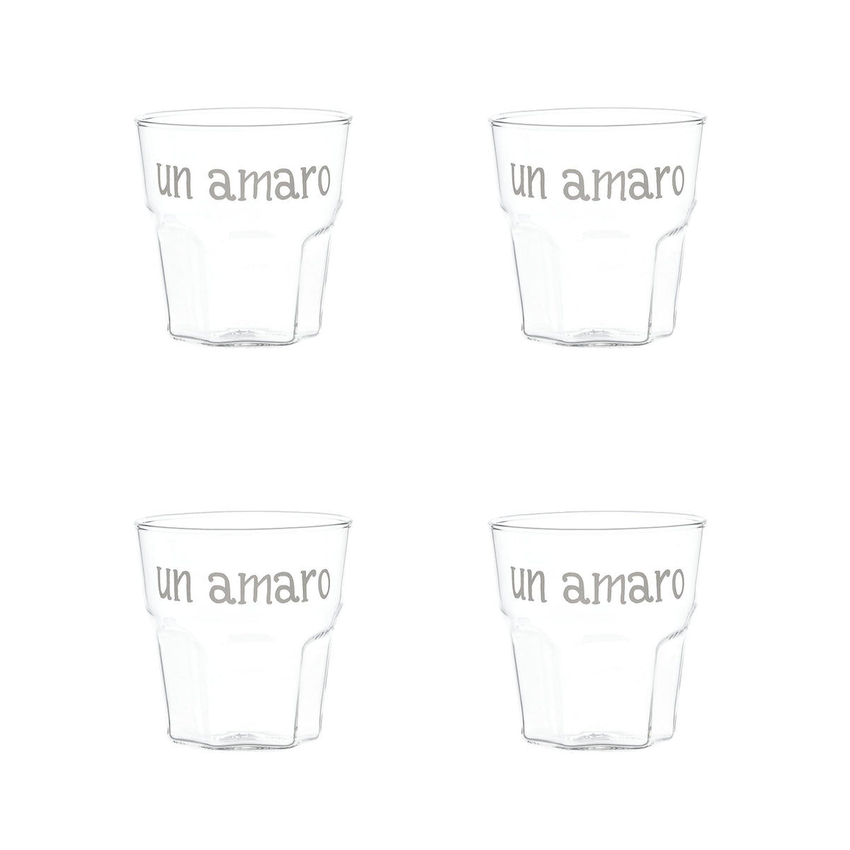 Set 4 Bicchierini in Vetro Borosilicato Serigrafati - Un Amaro Bicchieri Simple Day