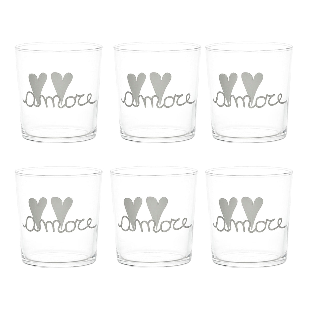 Set 6 Bicchieri Acqua Serigrafati - Amore Bicchieri Simple Day Bianco