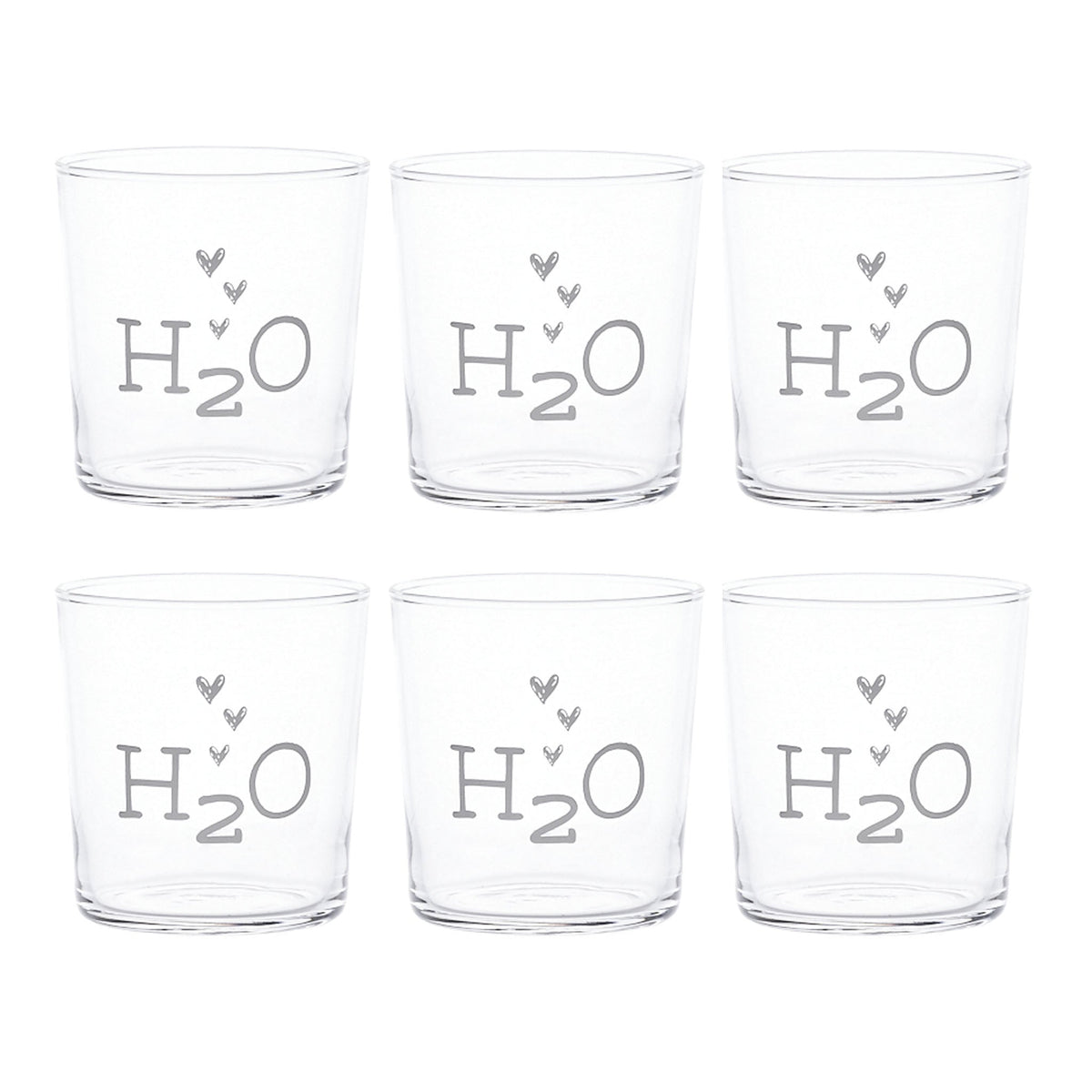 Set 6 Bicchieri Acqua Serigrafati - H2O Bicchieri Simple Day Bianco